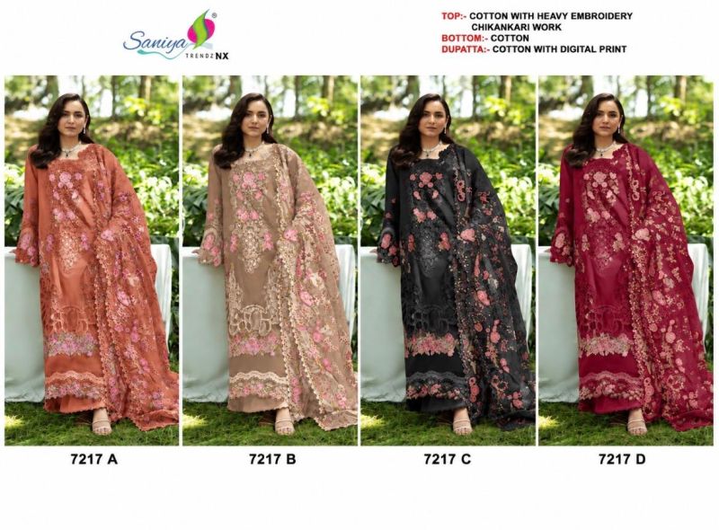 Saniya Elaf Premium 7217 Cotton Chikankari Embroidered Salwar Kameez — Wholesale Salwar Suits, Saniya wholesale from Surat — view 5