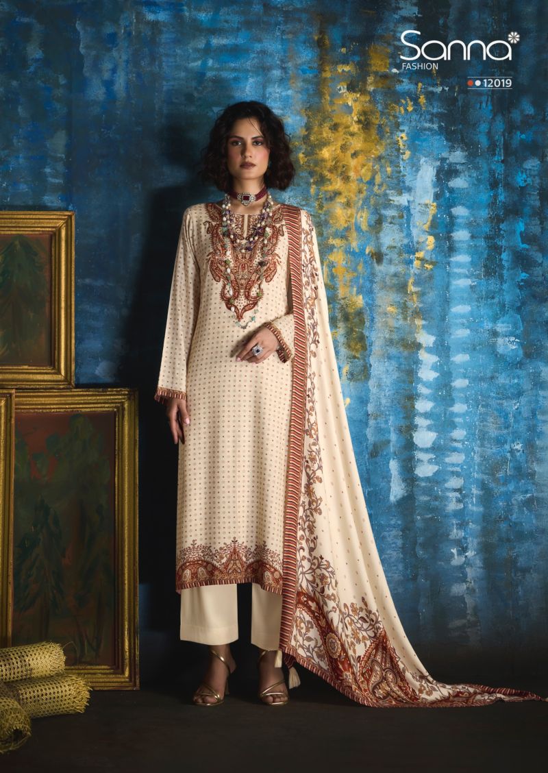 Sanna Hazel Viscose Pashmina Digital Print Khatli Work Salwar Kameez — Wholesale Pakistani Suits, Vardan Ethnic wholesale from Surat — Photo 2