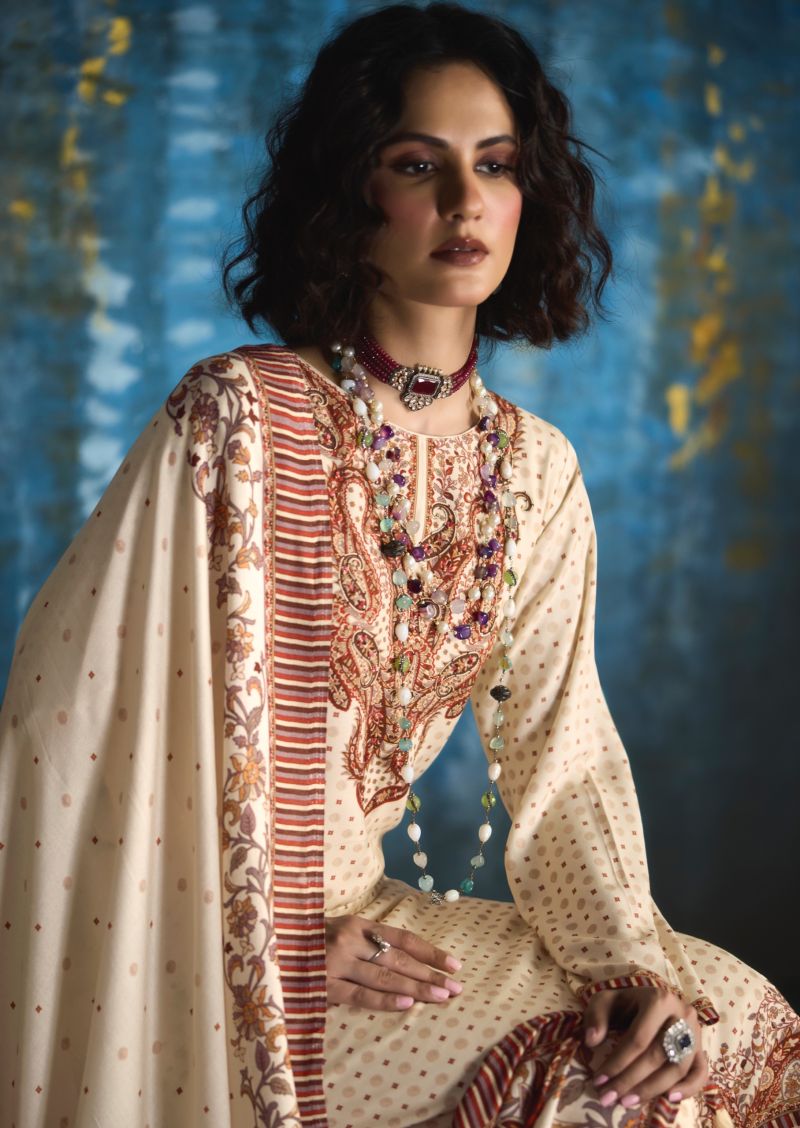 Sanna Hazel Viscose Pashmina Digital Print Khatli Work Salwar Kameez