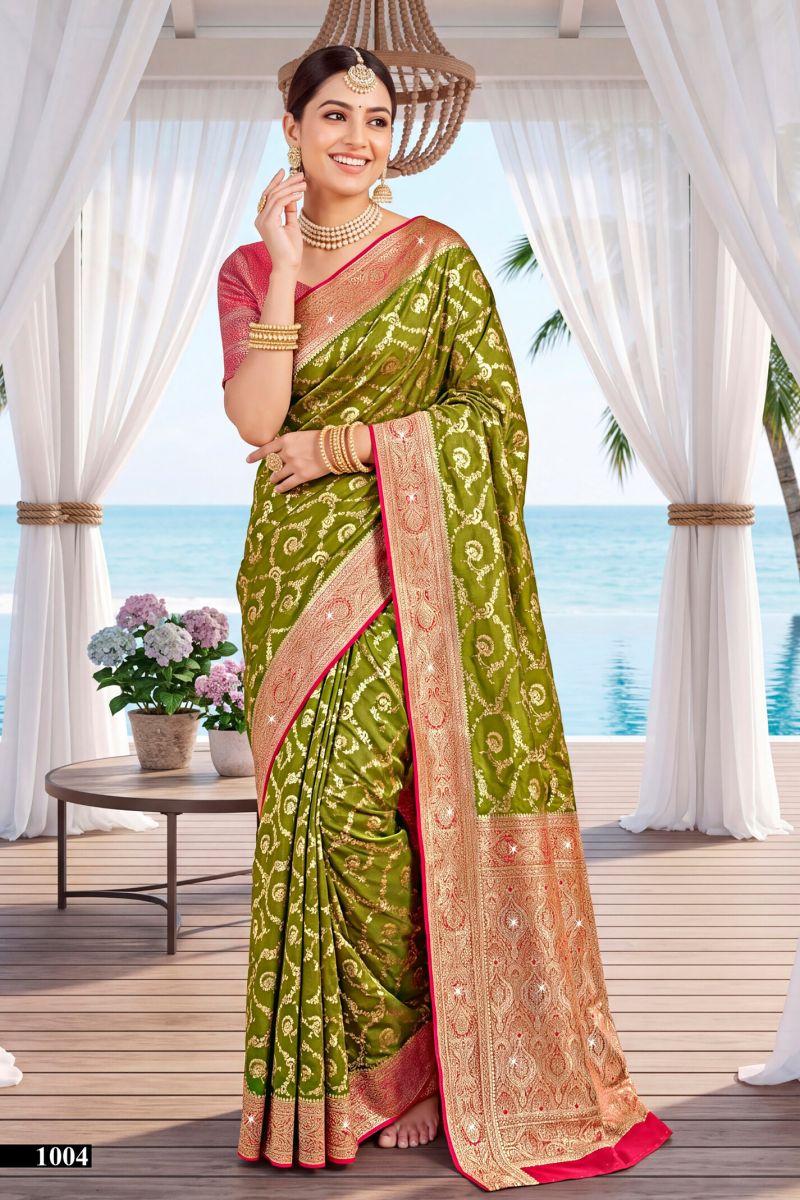 Saroj Kachi Kali Saroski Vol 1 Satin Silk Saree Collection Wholesale — Wholesale Sarees, Saroj Saree wholesale from Surat — Photo 3