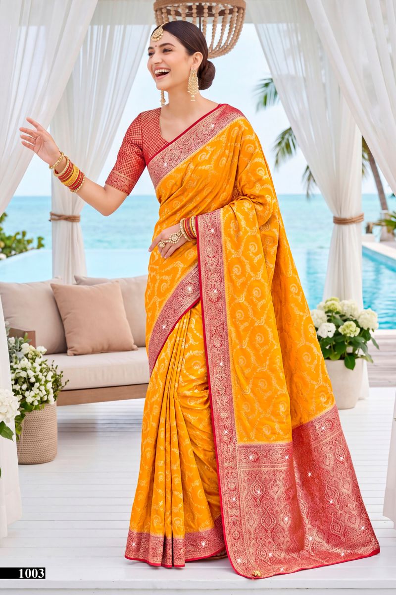 Saroj Kachi Kali Saroski Vol 1 Satin Silk Saree Collection Wholesale — Wholesale Sarees, Saroj Saree wholesale from Surat — Photo 4