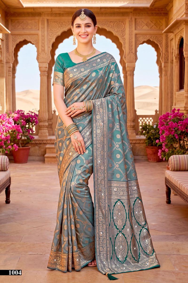 Saroj Nivedita Tissue Saroski Vol 1 Heavy Tissue Silk Jarkan Work Saree — Wholesale Sarees, Saroj Saree wholesale from Surat — Photo 2