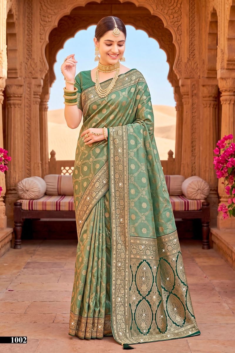 Saroj Nivedita Tissue Saroski Vol 1 Heavy Tissue Silk Jarkan Work Saree