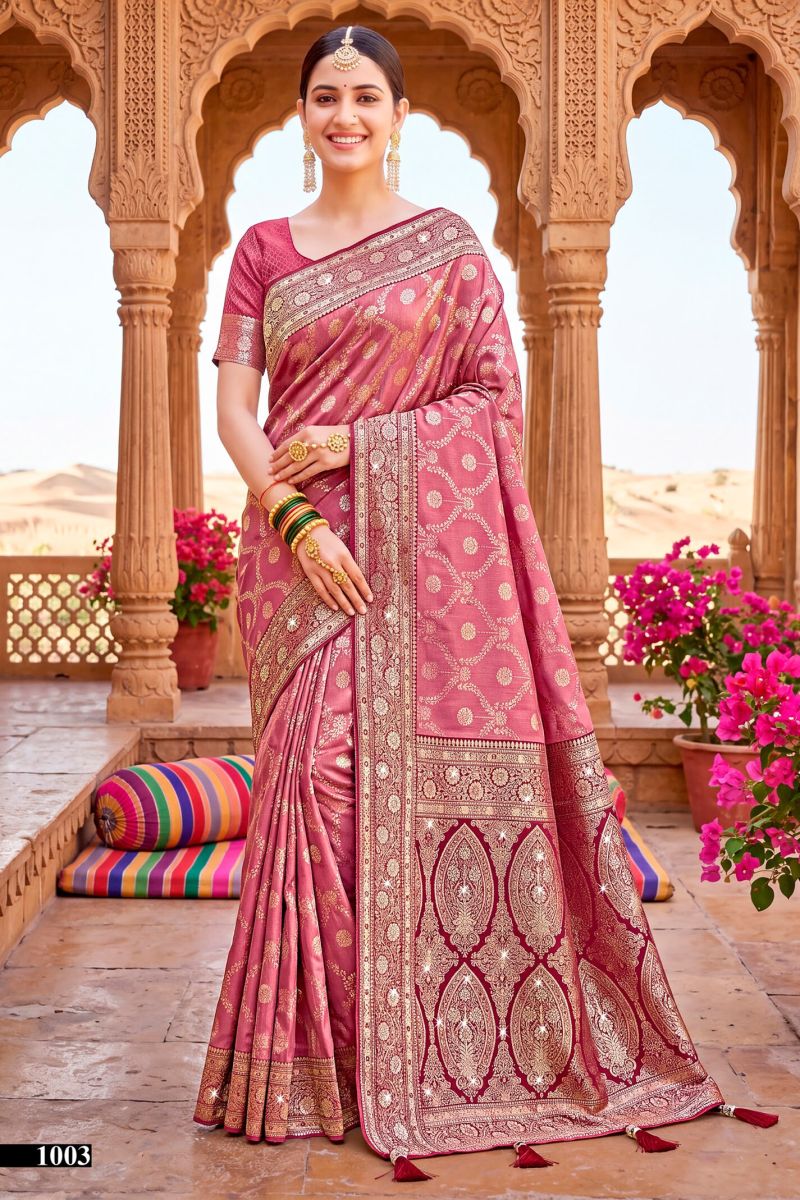 Saroj Nivedita Tissue Saroski Vol 1 Heavy Tissue Silk Jarkan Work Saree — Wholesale Sarees, Saroj Saree wholesale from Surat — Photo 4
