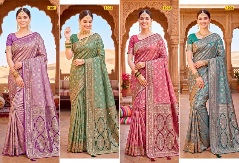 Saroj Nivedita Tissue Saroski Vol 1 Heavy Tissue Silk Jarkan Work Saree — Wholesale Sarees, Saroj Saree wholesale from Surat — Photo 5