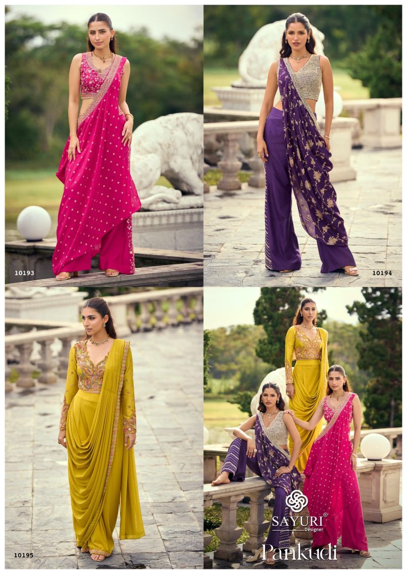 Sayuri Pankudi Viscose Jacquard Silk Embroidered Designer Indo Western Set Wholesale — Indo Western, Sayuri Designer wholesale from Surat — Photo 4