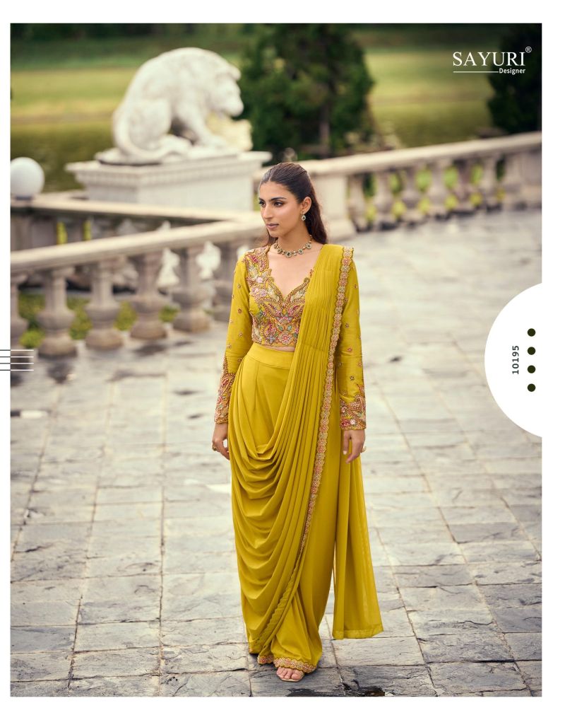 Sayuri Pankudi Viscose Jacquard Silk Embroidered Designer Indo Western Set Wholesale — Indo Western, Sayuri Designer wholesale from Surat — Photo 3
