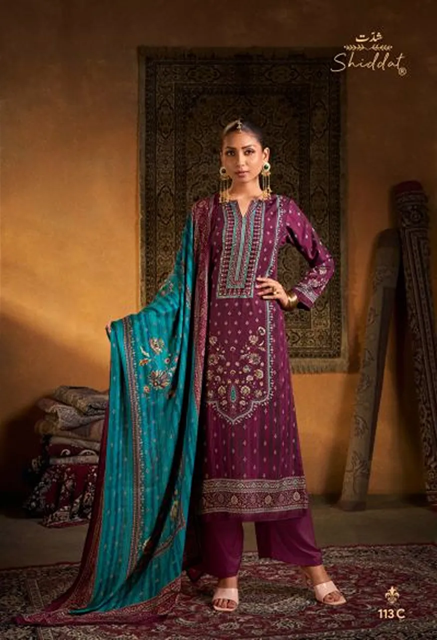 Shiddat Calista 113 Pure Viscose Pashmina Digital Printed Salwar Kameez — Wholesale Salwar Suits, Shiddat wholesale from Surat — Photo 5