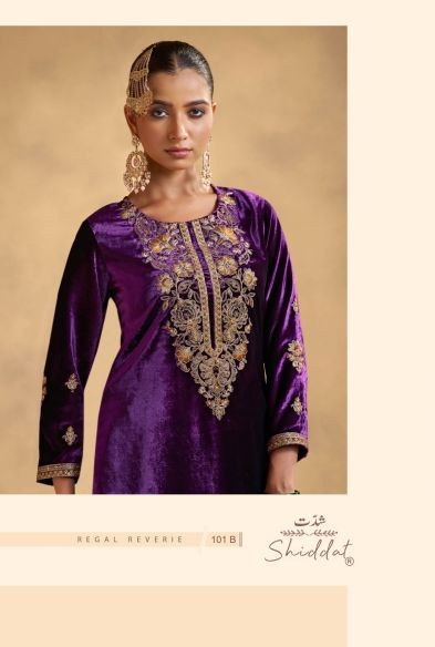 Shiddat Iraaya 101 Viscose Velvet Embroidered Designer Salwar Kameez — Wholesale, Vardan Ethnic wholesale from Surat — Photo 2