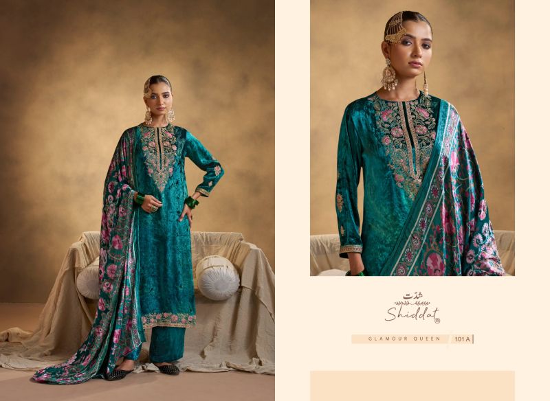 Shiddat Iraaya 101 Viscose Velvet Embroidered Designer Salwar Kameez — Wholesale, Vardan Ethnic wholesale from Surat — Photo 7