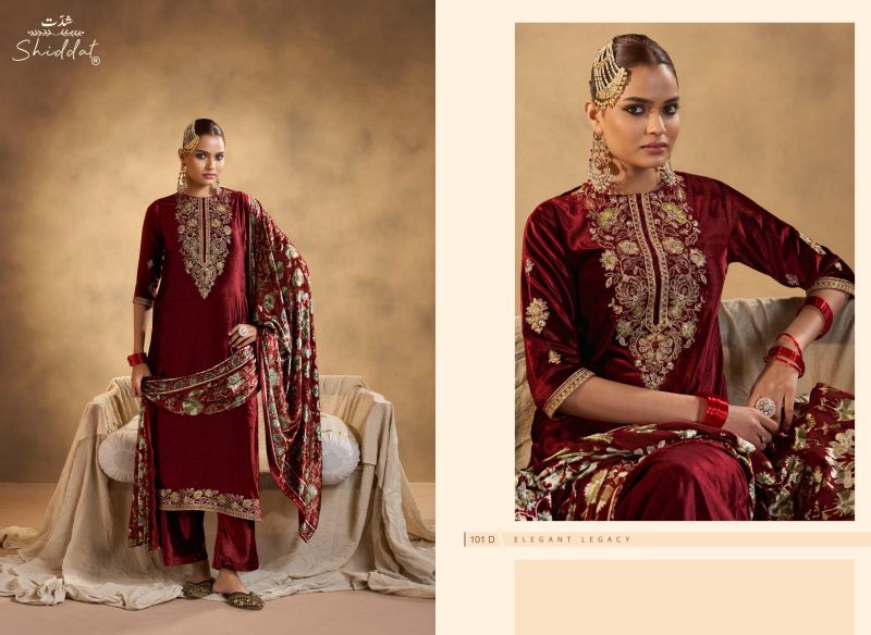 Shiddat Iraaya 101 Viscose Velvet Embroidered Designer Salwar Kameez — Wholesale, Vardan Ethnic wholesale from Surat — Photo 5