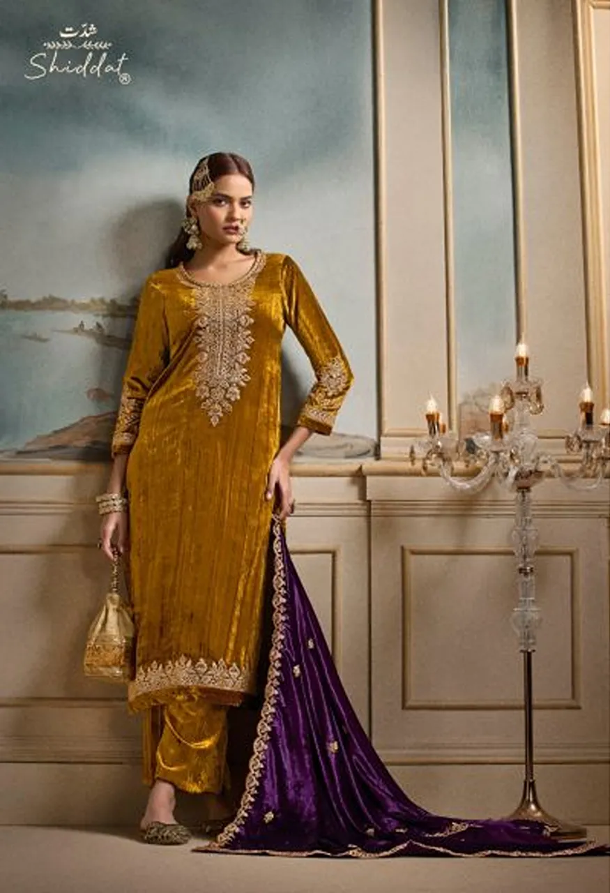 Shiddat Nooree 103 Viscose Velvet Embroidered Designer Salwar Kameez with Sequence & Thread Work — Wholesale Salwar Suits, Shiddat wholesale from Surat — Photo 3