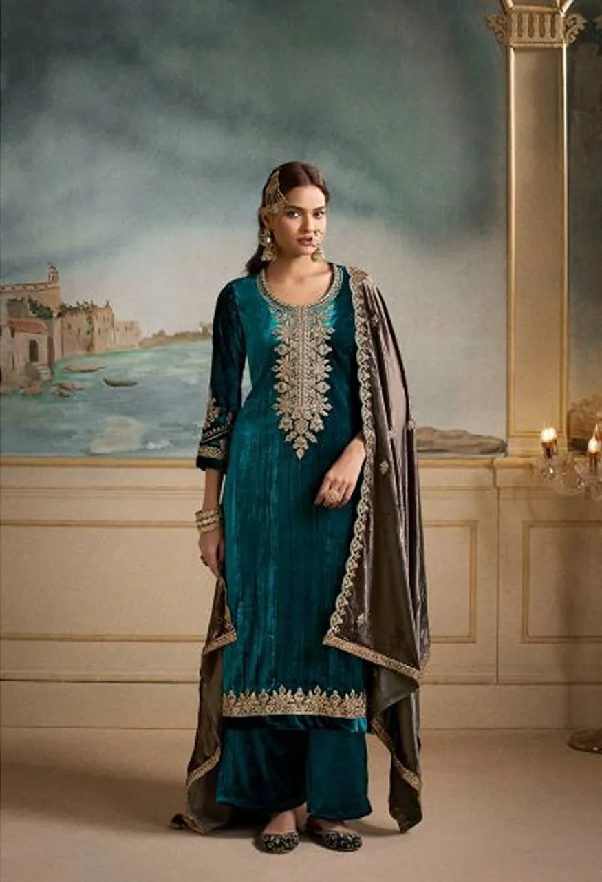 Shiddat Nooree 103 Viscose Velvet Embroidered Designer Salwar Kameez with Sequence & Thread Work — Wholesale Salwar Suits, Shiddat wholesale from Surat — Photo 2