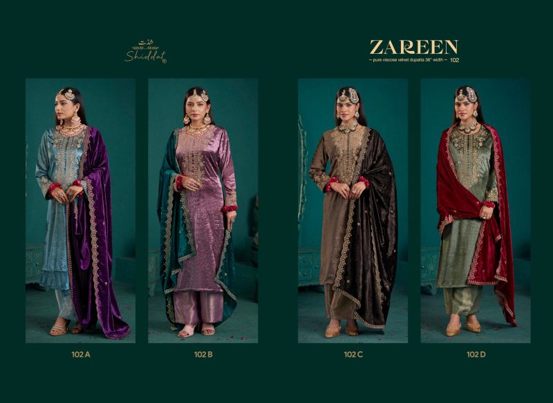 Shiddat Zareen 102 Viscose Velvet Embroidered Designer Salwar Kameez with Sequence Work — Wholesale Salwar Suits, Shiddat wholesale from Surat — Photo 7