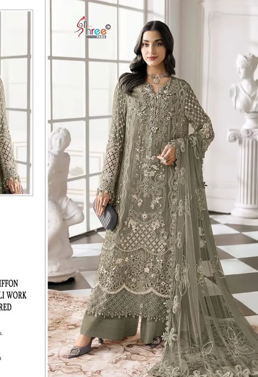 Shree Fabs SF 5664 A to D Chiffon Embroidered Salwar Kameez – Wholesale Collection — Wholesale Salwar Suits, Shree Fabs wholesale from Surat — view 3