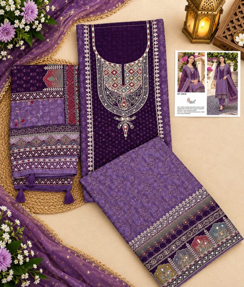 Shree Kt 416 A To E Viscose Maslin Digital Print Handwork Salwar Kameez — Wholesale Pakistani Suits, Vardan Ethnic wholesale from Surat — view 9