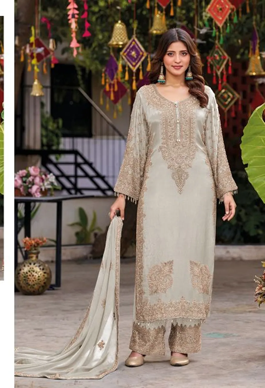 Shree SR 2727 Readymade Viscose Tissue Salwar Kameez With Chinon Dupatta — Wholesale Salwar Suits, Shree Fabs wholesale from Surat — Photo 2