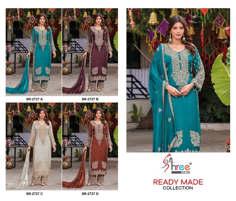 Shree SR 2727 Readymade Viscose Tissue Salwar Kameez With Chinon Dupatta — Wholesale Salwar Suits, Shree Fabs wholesale from Surat — Photo 6