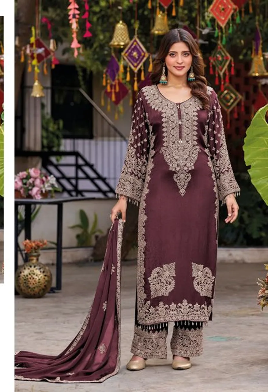 Shree SR 2727 Readymade Viscose Tissue Salwar Kameez With Chinon Dupatta — Wholesale Salwar Suits, Shree Fabs wholesale from Surat — Photo 4