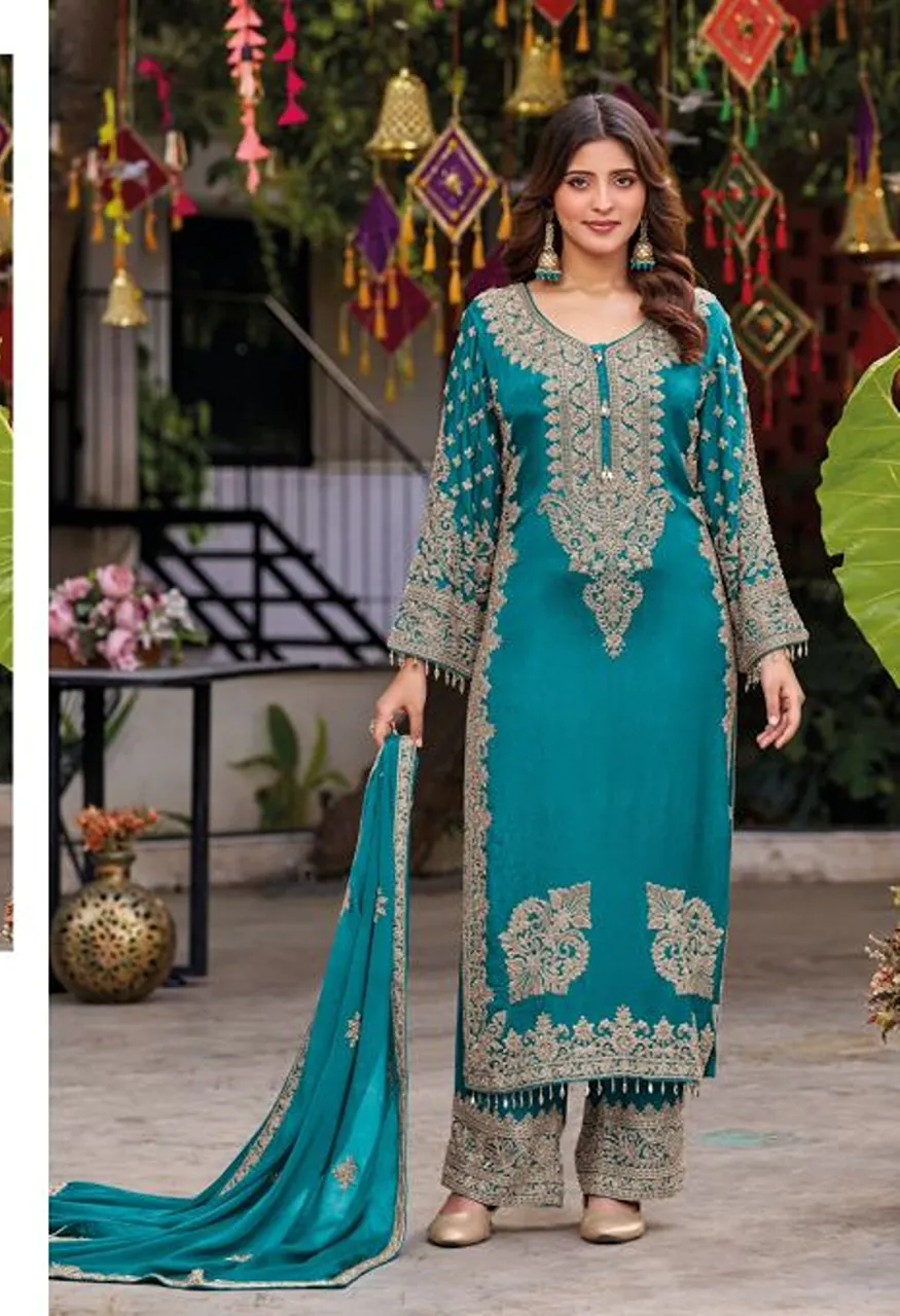 Shree SR 2727 Readymade Viscose Tissue Salwar Kameez With Chinon Dupatta — Wholesale Salwar Suits, Shree Fabs wholesale from Surat — Photo 3