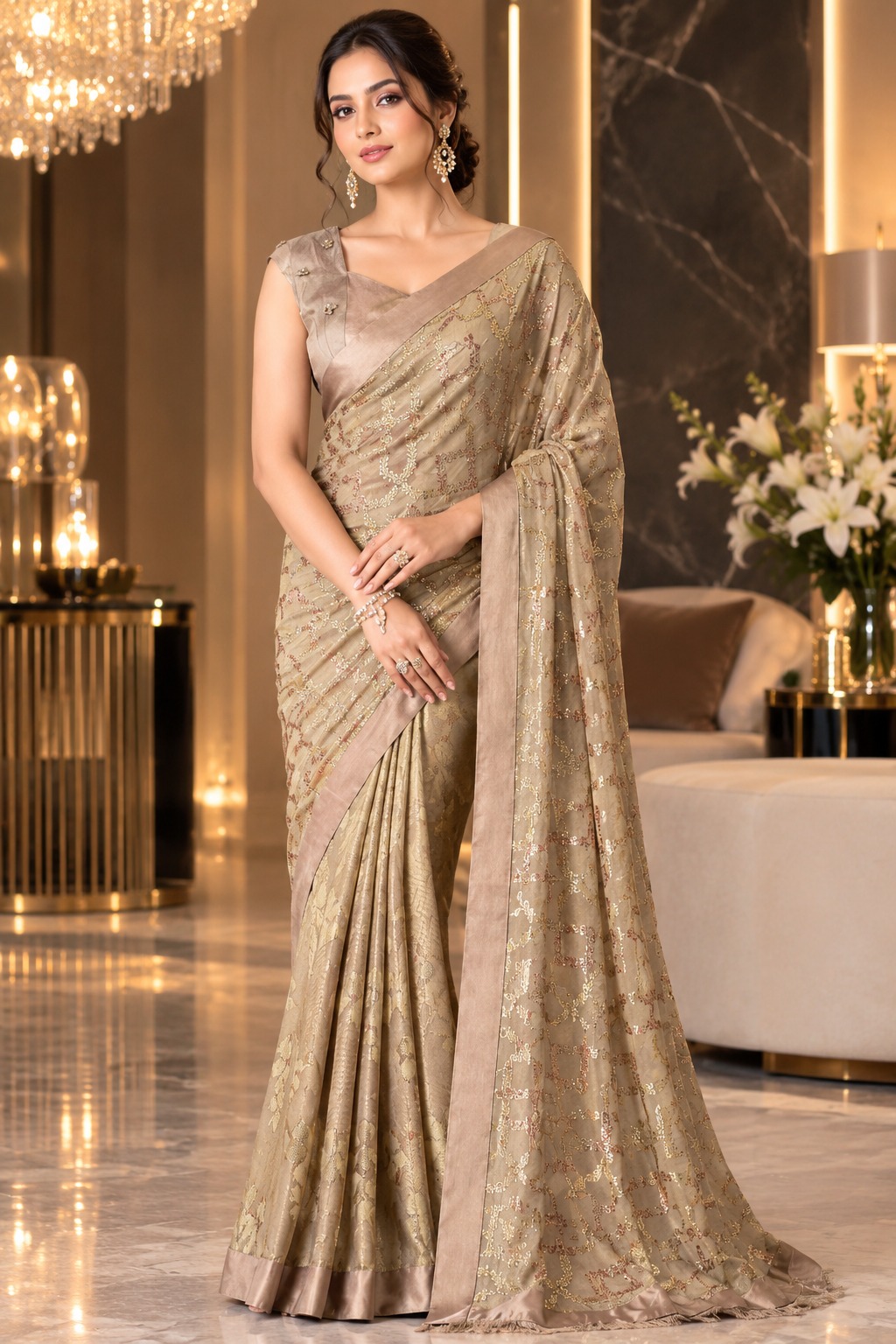 SL Sparkle Georgette Silk Sequins Work Saree with Fancy Blouse — Wholesale Sarees, Vardan Ethnic wholesale from Surat — Photo 10