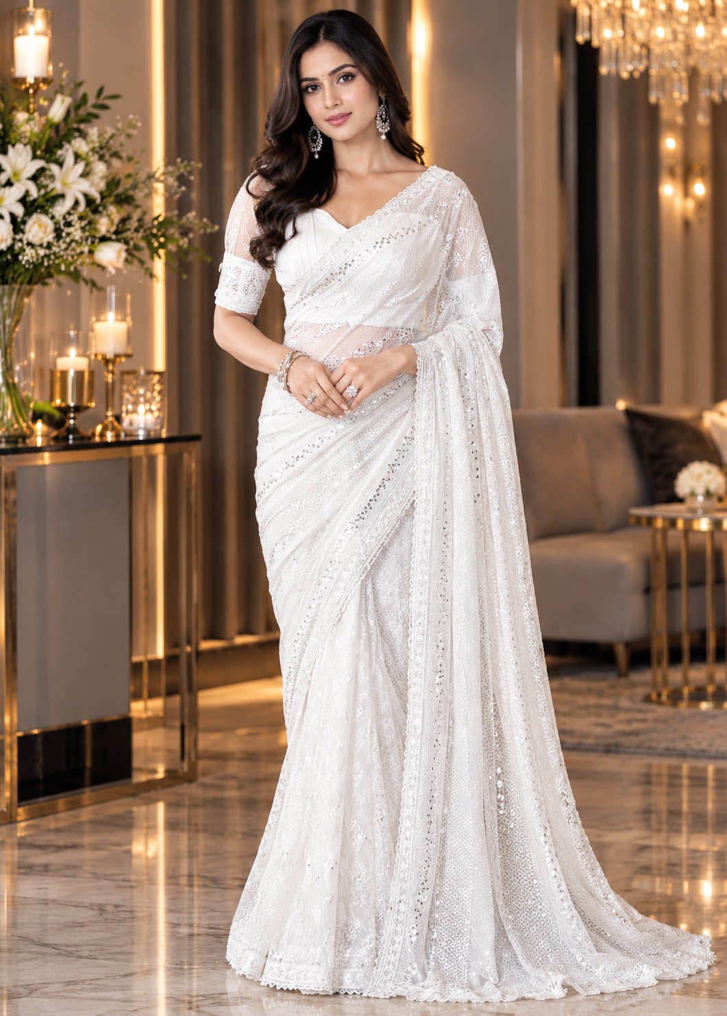 SL Sparkle Georgette Silk Sequins Work Saree with Fancy Blouse — Wholesale Sarees, Vardan Ethnic wholesale from Surat — Photo 6