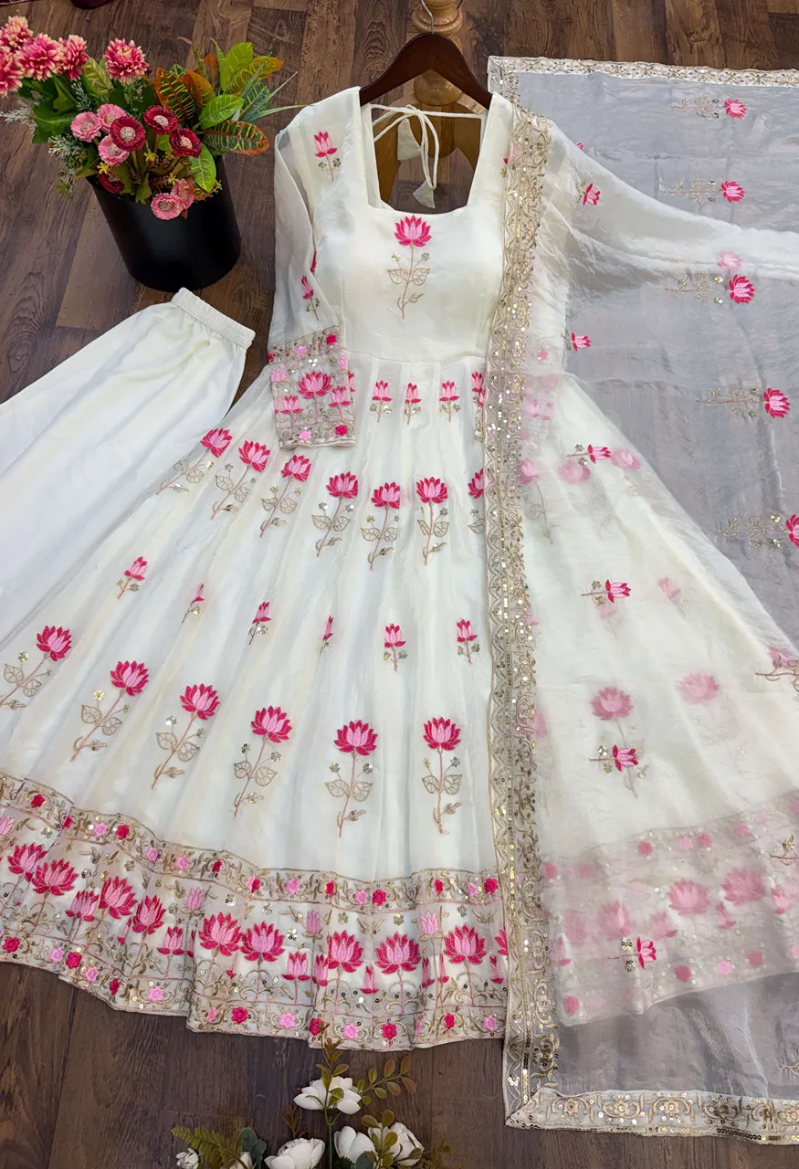 Sr 1723 Crush Fabric Beautiful Designer Look Party Wear Ladies Gown Dress — Singles, Vardan Ethnic wholesale from Surat — Photo 4