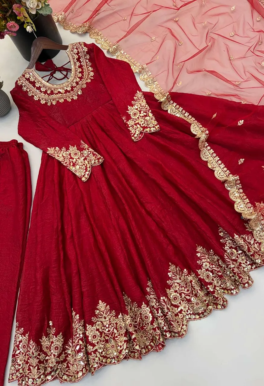 Sr 1723 Crush Fabric Beautiful Designer Look Party Wear Ladies Gown Dress — Singles, Vardan Ethnic wholesale from Surat — Photo 6
