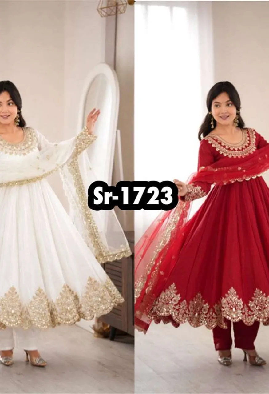 Sr 1723 Crush Fabric Beautiful Designer Look Party Wear Ladies Gown Dress — Singles, Vardan Ethnic wholesale from Surat — Photo 7