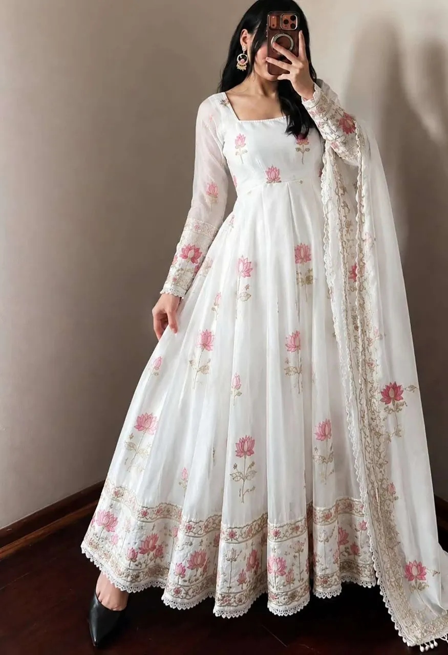 Sr 1724 Silk Heavy Sequence Embroidery Designer Party Wear Gown Suit