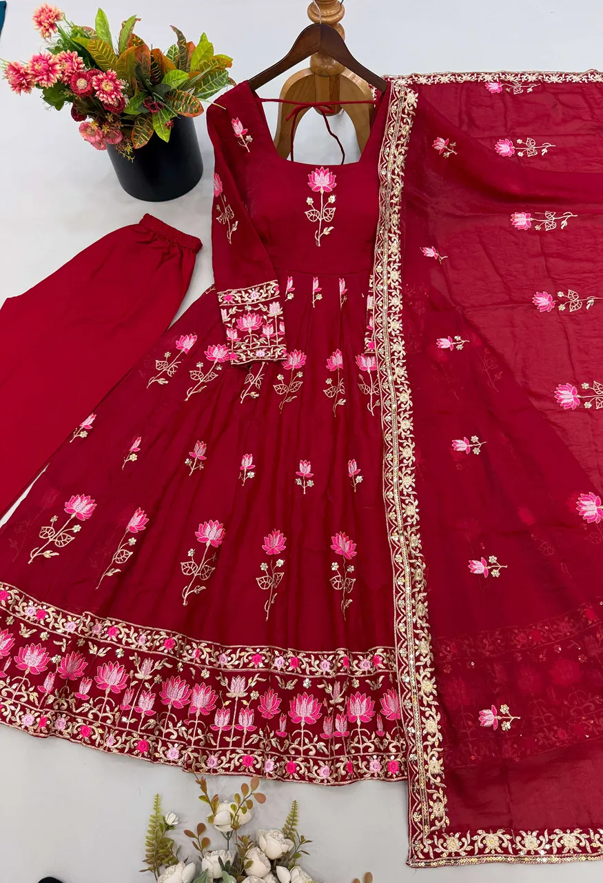 Sr 1724 Silk Heavy Sequence Embroidery Designer Party Wear Gown Suit — Wholesale Readymade Suit, Bandhani Palace wholesale from Surat — Photo 10