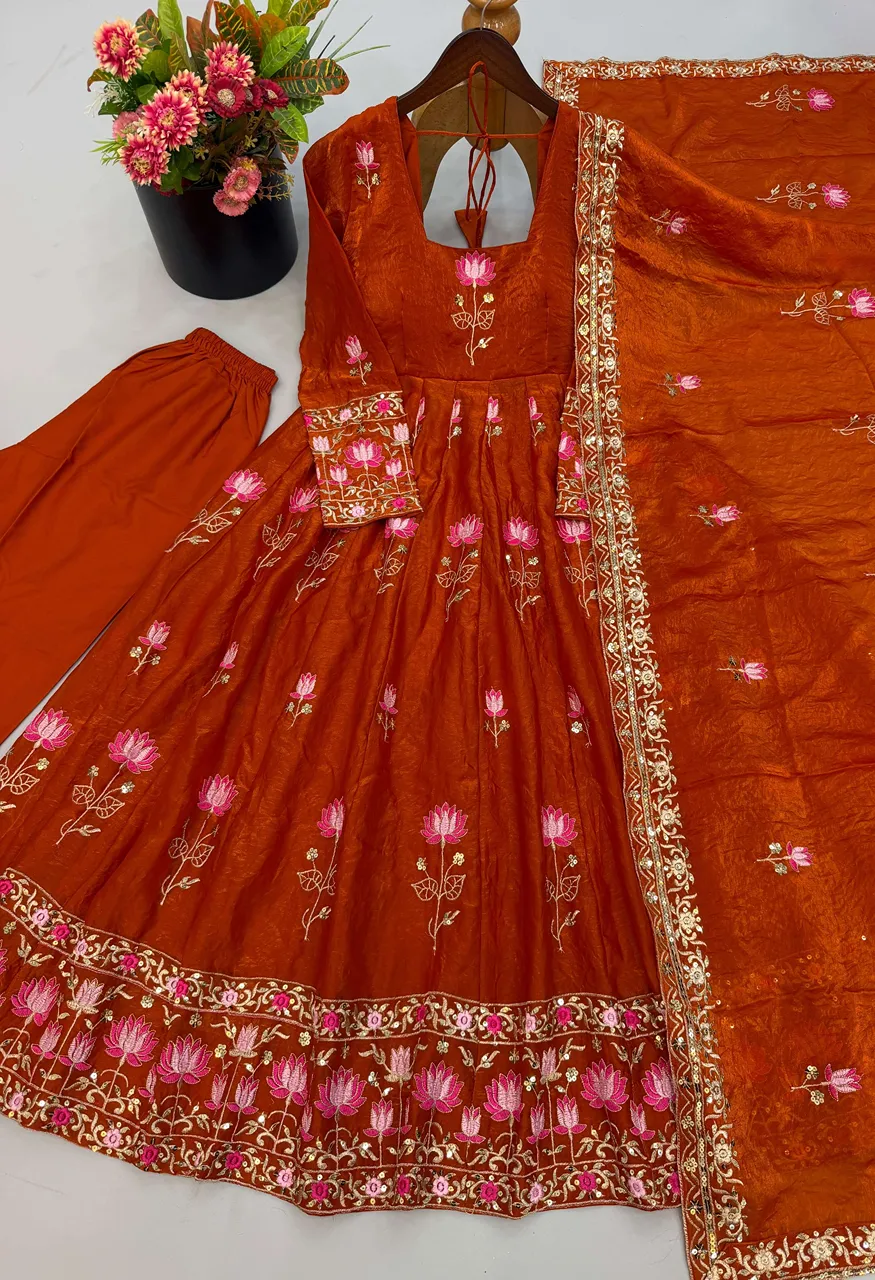 Sr 1724 Silk Heavy Sequence Embroidery Designer Party Wear Gown Suit — Wholesale Readymade Suit, Bandhani Palace wholesale from Surat — Photo 7