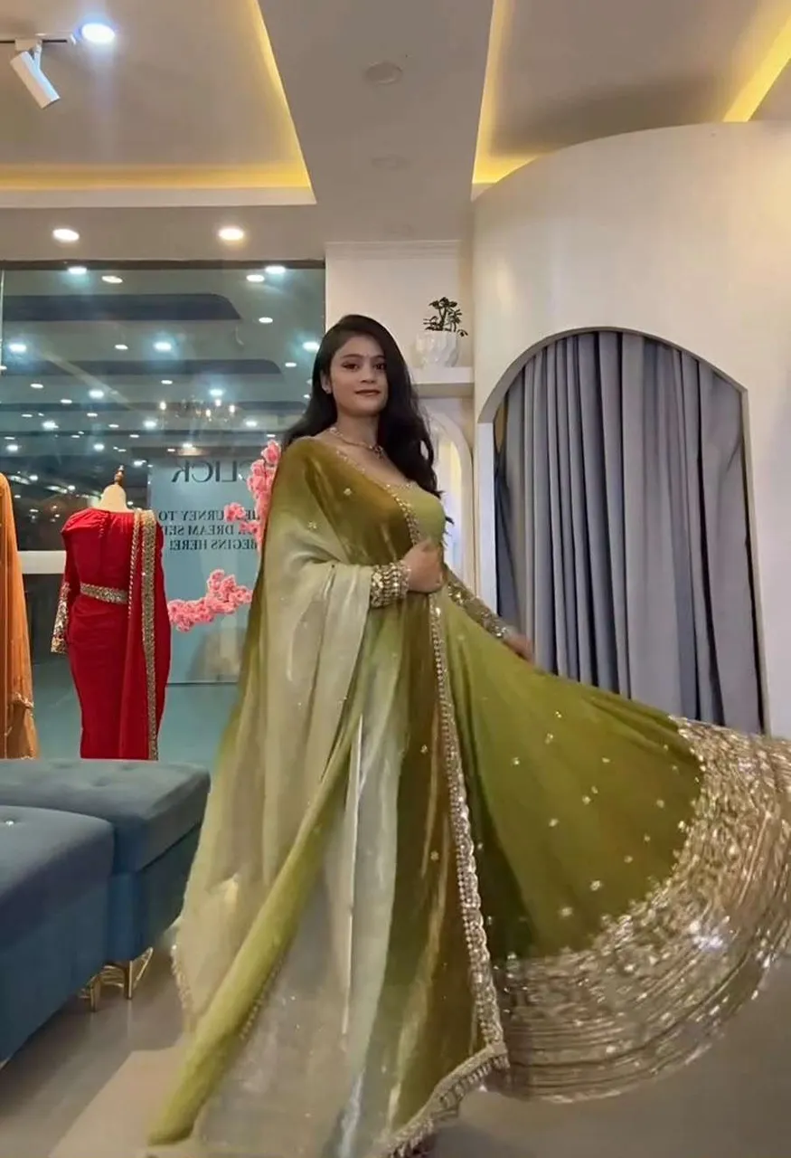 Sr 1725 Shaded Georgette Fabric Beautiful Designer Look Party Wear Anarkali Gown Style Suit — Designer Readymade Suits, Vardan Ethnic wholesale from Surat — Photo 2
