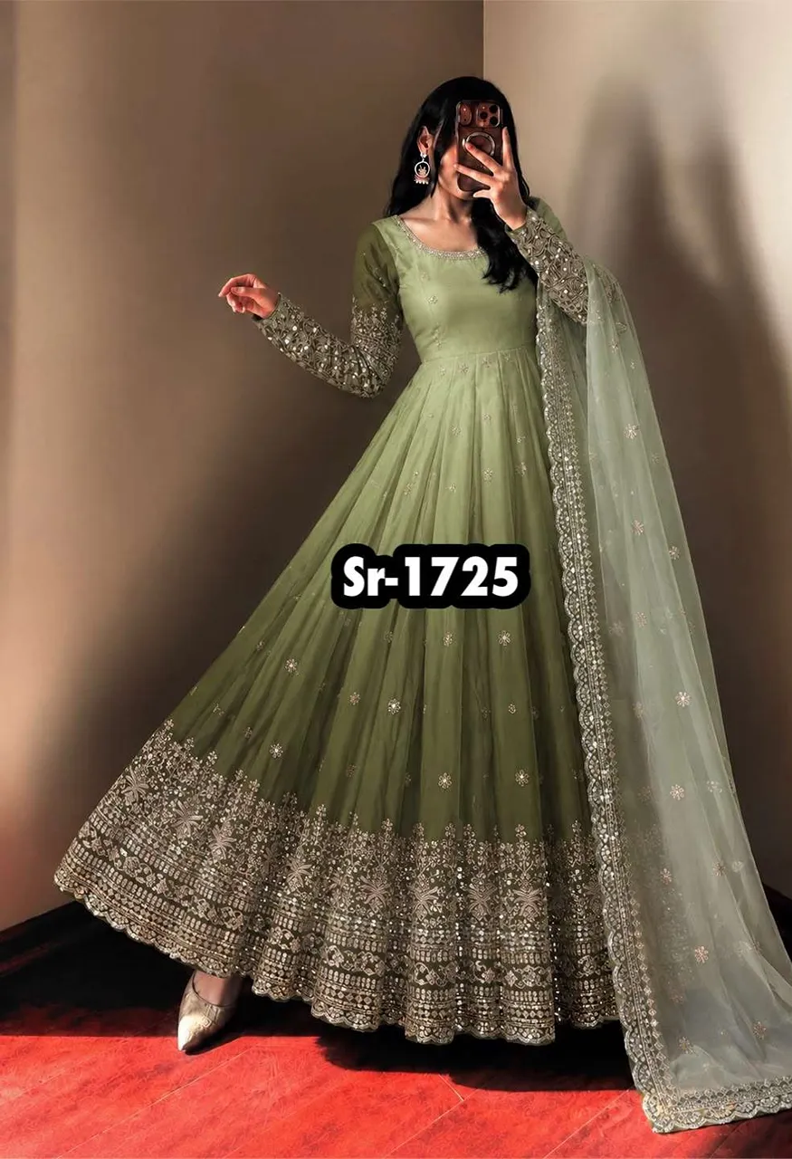 Sr 1725 Shaded Georgette Fabric Beautiful Designer Look Party Wear Anarkali Gown Style Suit — Designer Readymade Suits, Vardan Ethnic wholesale from Surat — Photo 4