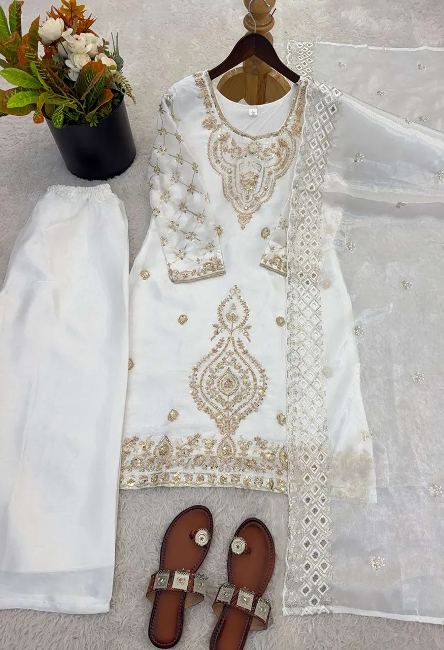Sr 1727 Silk Sequence Embroidery Designer Work Festive Wear Ladies Suit — Wholesale Kurtis, Vardan Ethnic wholesale from Surat — view 3