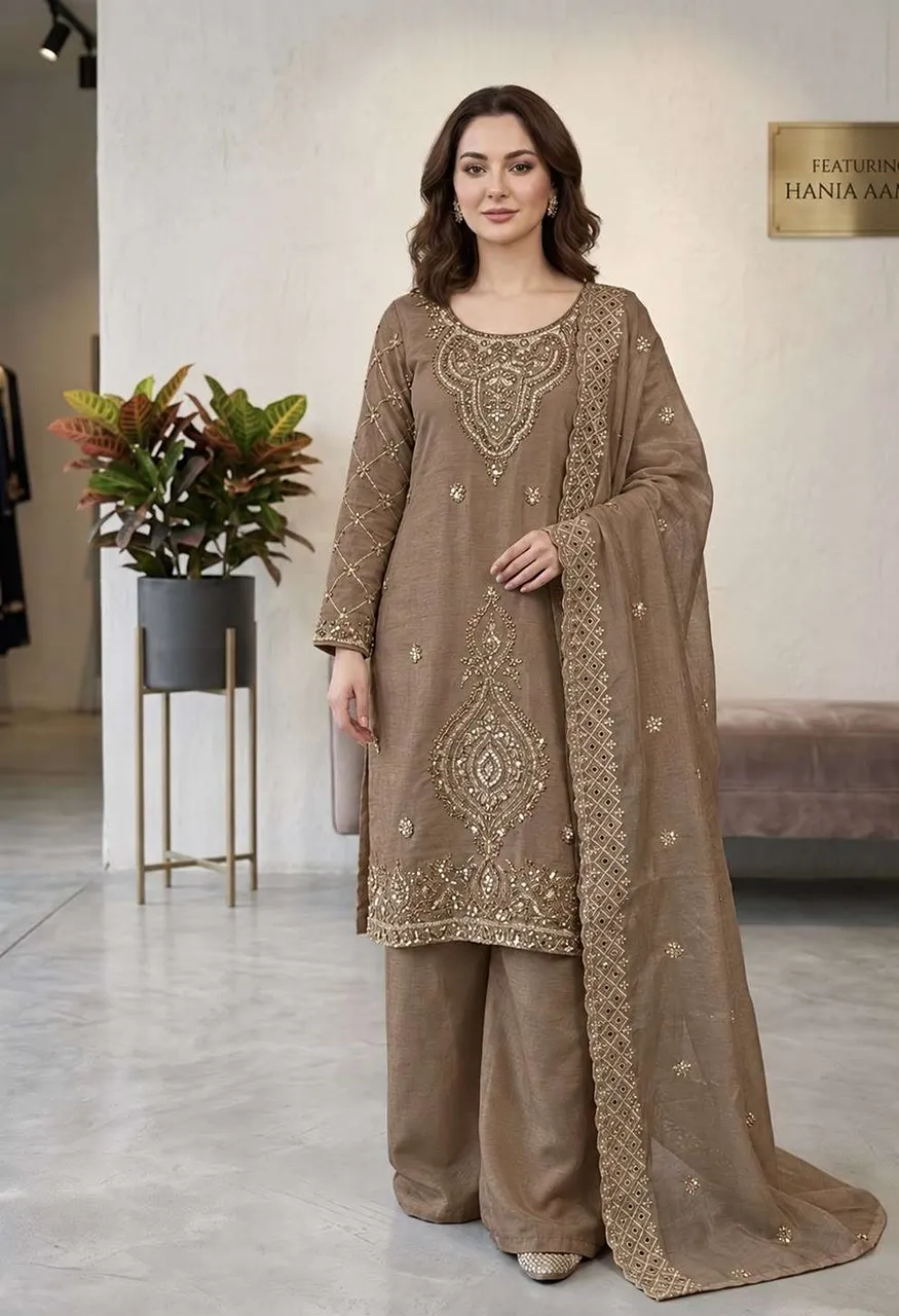 Sr 1727 Silk Sequence Embroidery Designer Work Festive Wear Ladies Suit — Wholesale Kurtis, Vardan Ethnic wholesale from Surat — view 8