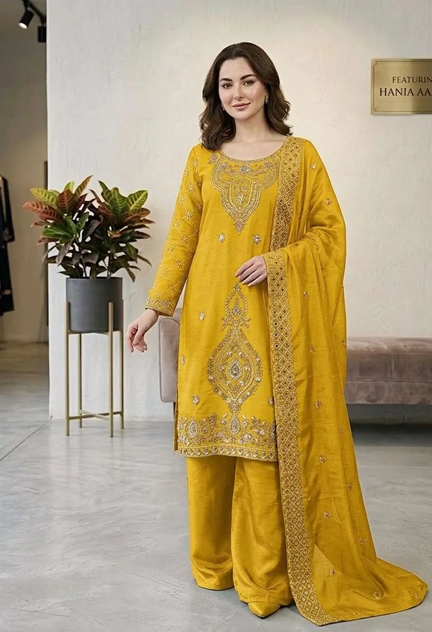Sr 1727 Silk Sequence Embroidery Designer Work Festive Wear Ladies Suit — Wholesale Kurtis, Vardan Ethnic wholesale from Surat — view 4
