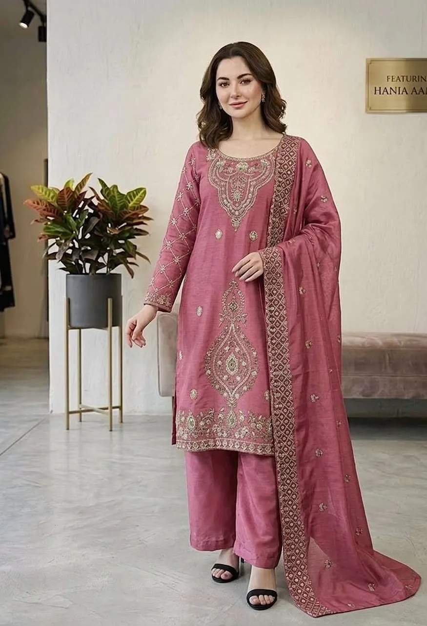 Sr 1727 Silk Sequence Embroidery Designer Work Festive Wear Ladies Suit