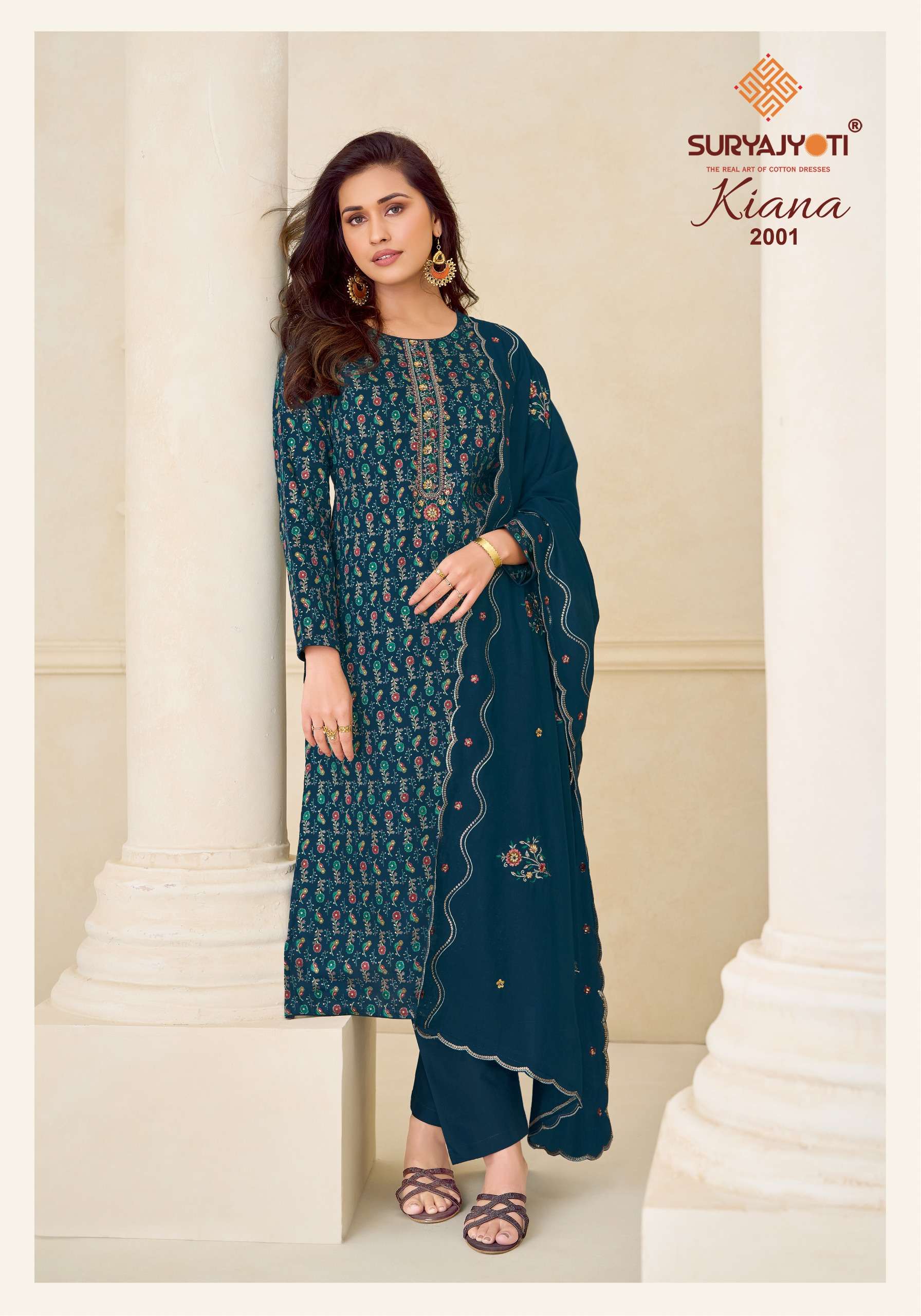 Suryajyoti Kiana Vol 2 Jam Satin Print With Embroidery Work Suit — Wholesale Dress Material, Vardan Ethnic wholesale from Surat — Photo 3