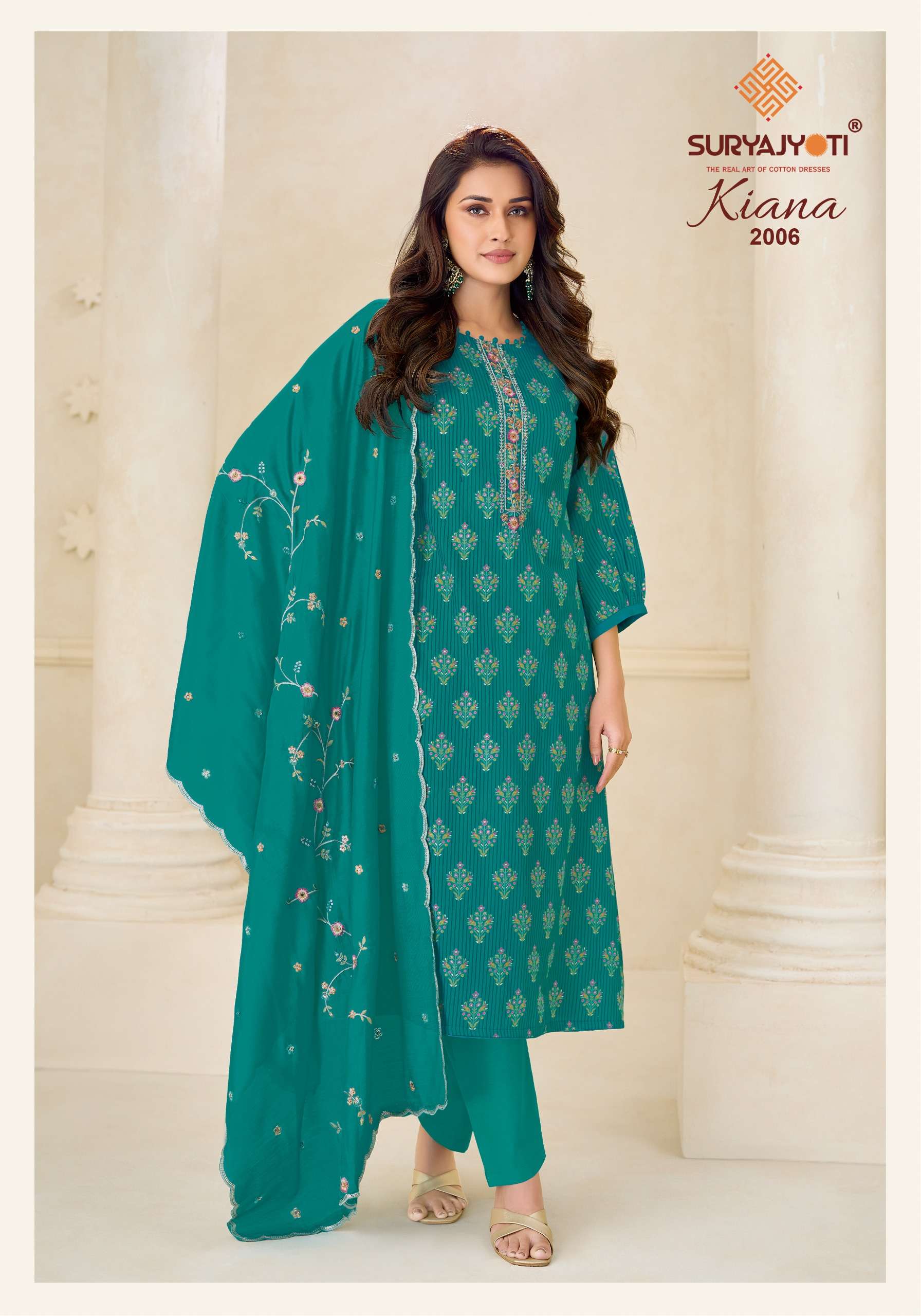 Suryajyoti Kiana Vol 2 Jam Satin Print With Embroidery Work Suit — Wholesale Dress Material, Vardan Ethnic wholesale from Surat — Photo 4