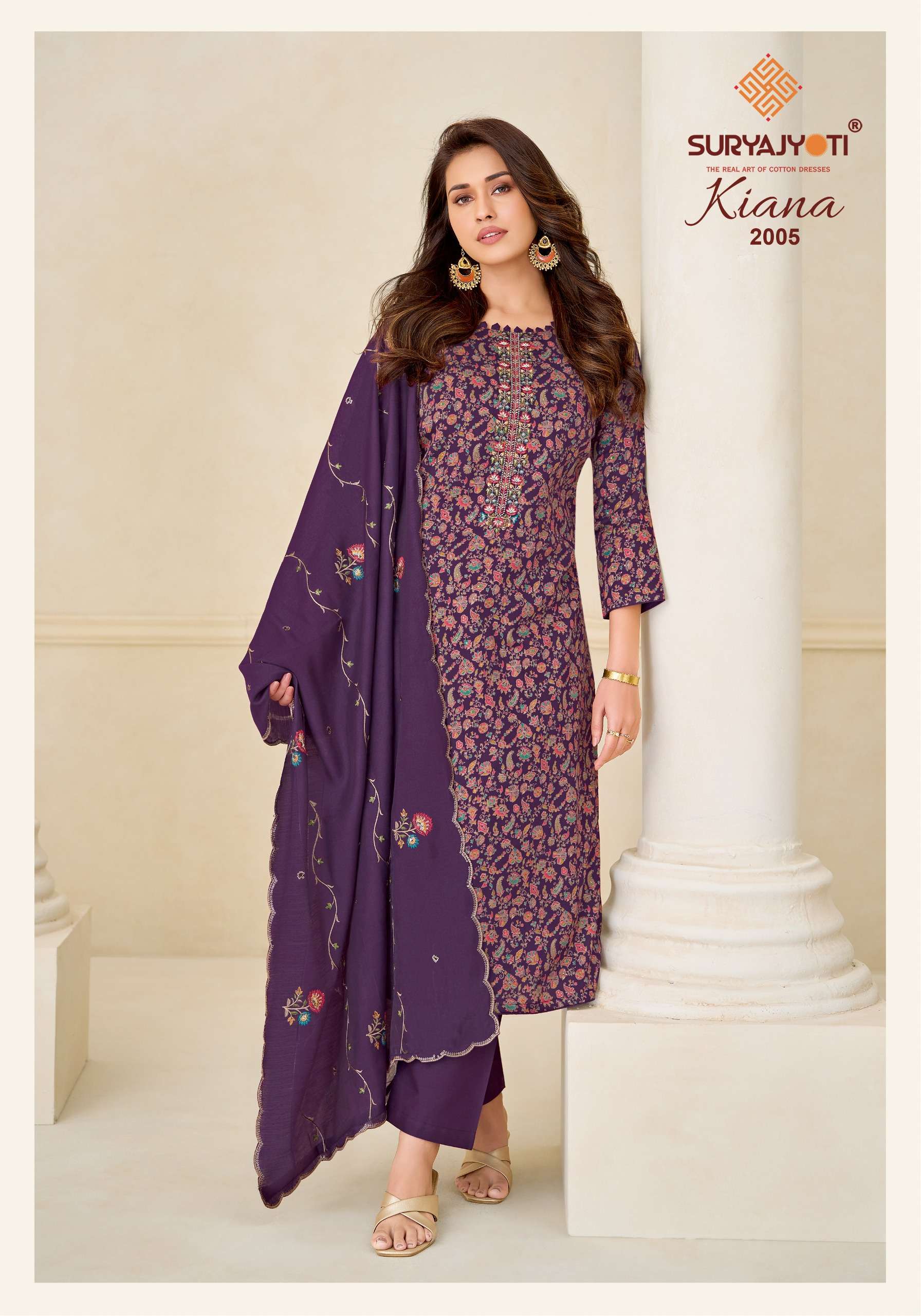 Suryajyoti Kiana Vol 2 Jam Satin Print With Embroidery Work Suit — Wholesale Dress Material, Vardan Ethnic wholesale from Surat — Photo 5