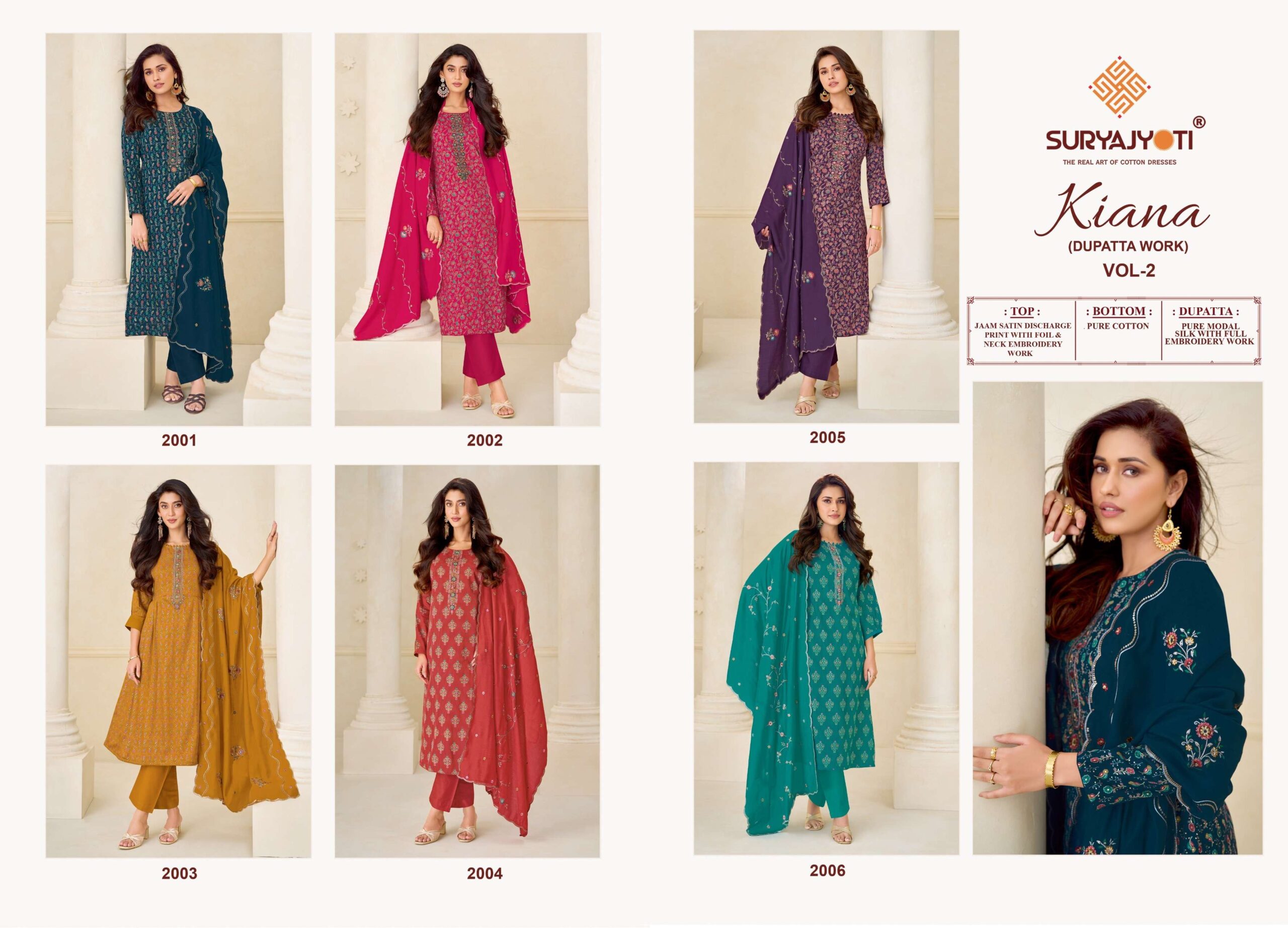 Suryajyoti Kiana Vol 2 Jam Satin Print With Embroidery Work Suit — Wholesale Dress Material, Vardan Ethnic wholesale from Surat — Photo 12