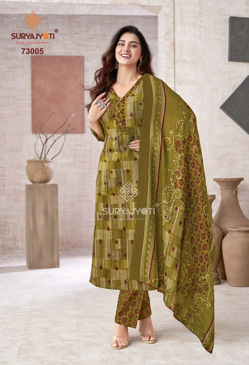 Suryajyoti Trendy Cotton Vol 73 Cotton Printed Ladies Salwar Suit — Wholesale Pakistani Suits, Vardan Ethnic wholesale from Surat — view 3