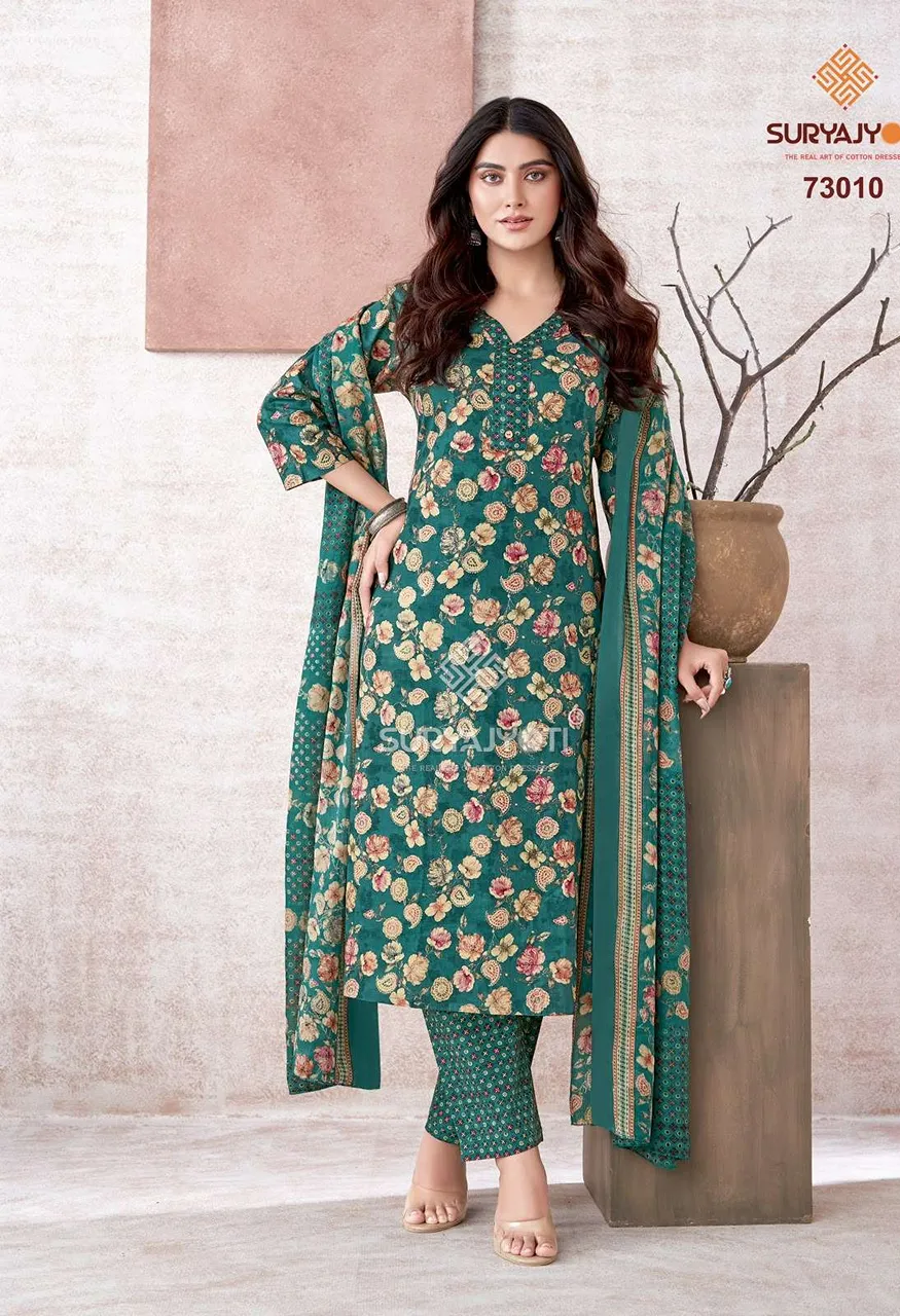 Suryajyoti Trendy Cotton Vol 73 Cotton Printed Ladies Salwar Suit — Wholesale Pakistani Suits, Vardan Ethnic wholesale from Surat — view 12