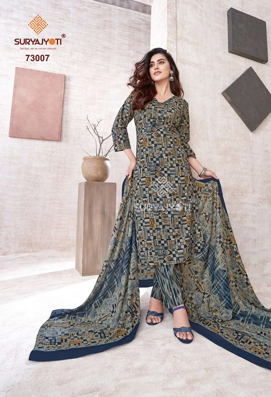 Suryajyoti Trendy Cotton Vol 73 Cotton Printed Ladies Salwar Suit — Wholesale Pakistani Suits, Vardan Ethnic wholesale from Surat — view 5