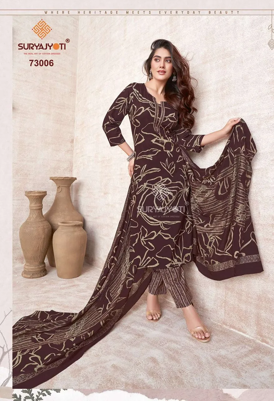 Suryajyoti Trendy Cotton Vol 73 Cotton Printed Ladies Salwar Suit — Wholesale Pakistani Suits, Vardan Ethnic wholesale from Surat — view 7