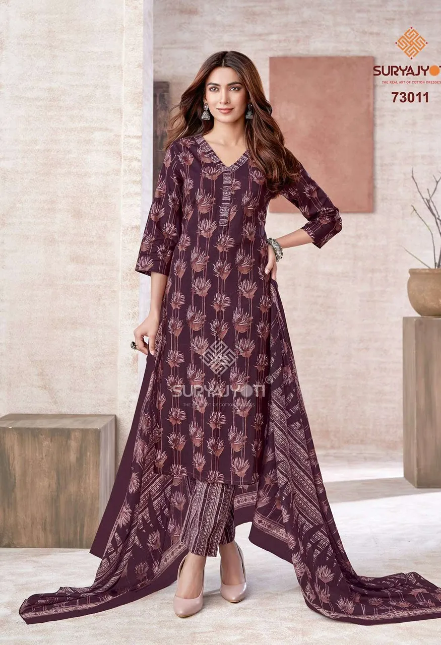 Suryajyoti Trendy Cotton Vol 73 Cotton Printed Ladies Salwar Suit — Wholesale Pakistani Suits, Vardan Ethnic wholesale from Surat — view 11