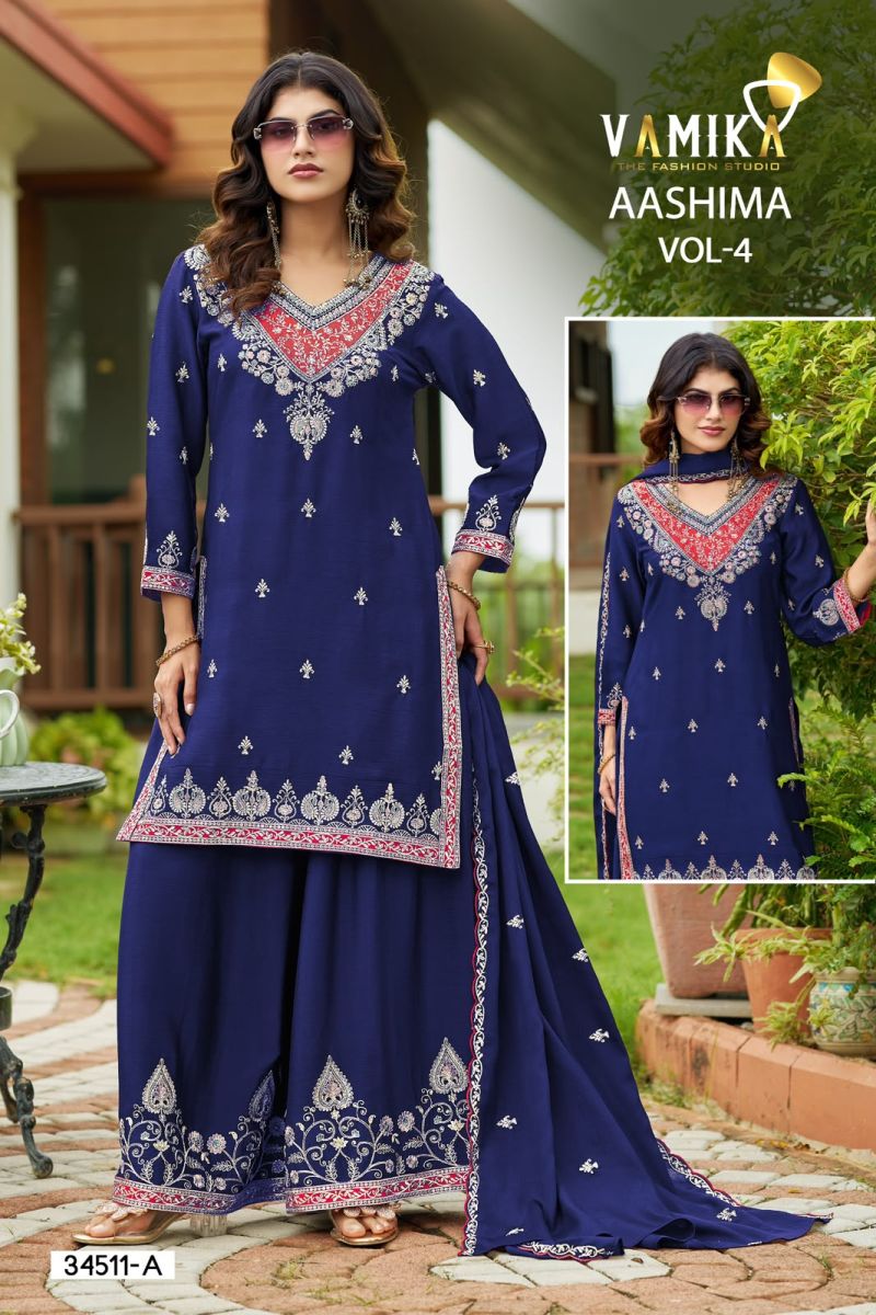 Vamika Ashima Vol 4 Atex Chinon Embroidered Salwar Kameez Catalog