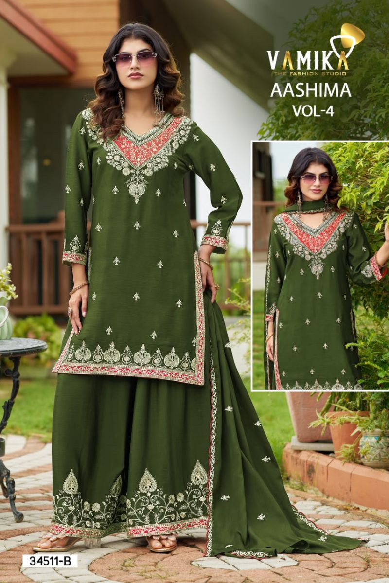 Vamika Ashima Vol 4 Atex Chinon Embroidered Salwar Kameez Catalog — Wholesale Pakistani Suits, Vardan Ethnic wholesale from Surat — Photo 2