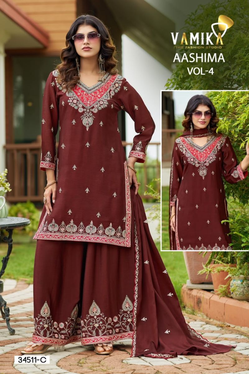 Vamika Ashima Vol 4 Atex Chinon Embroidered Salwar Kameez Catalog — Wholesale Pakistani Suits, Vardan Ethnic wholesale from Surat — Photo 3